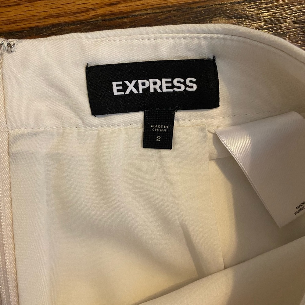 Express Ivory A-Line Structured High Waisted Skirt - image 8